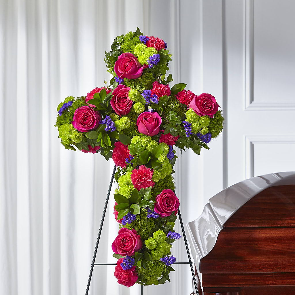 Tribute Rose Floral Cross – AMELIA'S FLOWERS, Naples FL