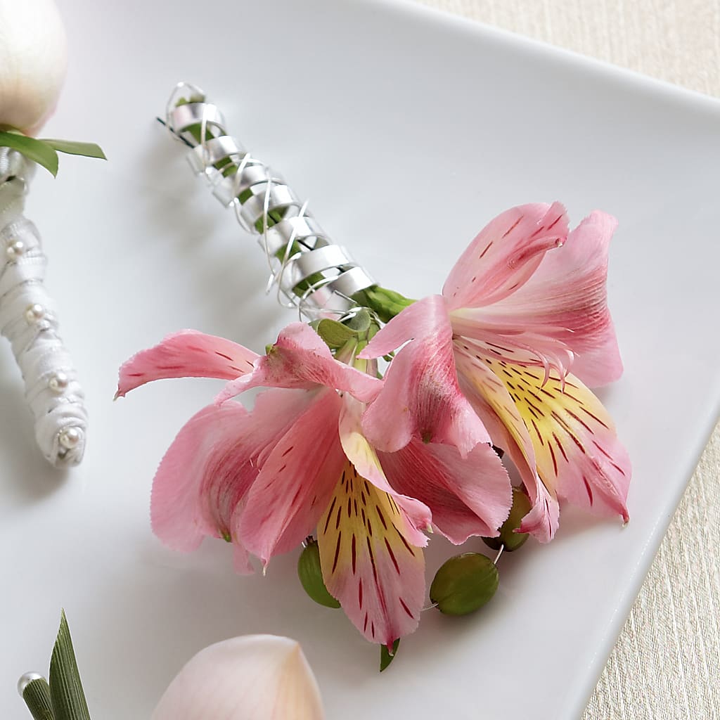 Pink Peruvian Lily Boutonniere – AMELIA'S FLOWERS, Naples FL
