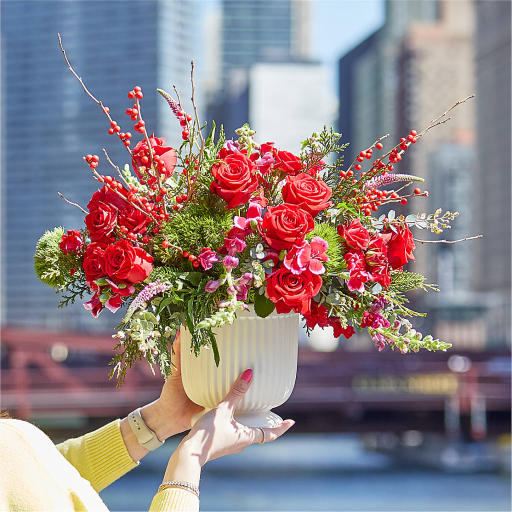 Big Red Bow Bouquet – AMELIA'S FLOWERS, Naples FL
