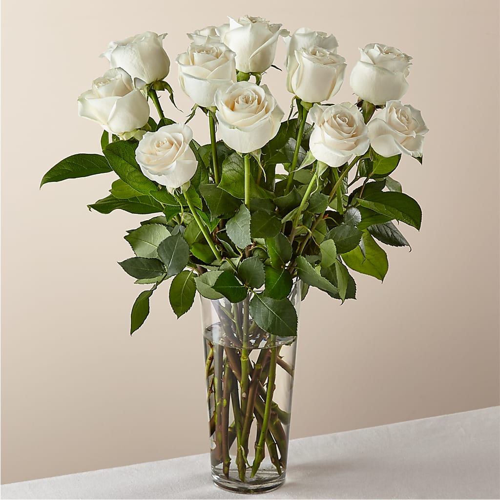 Long Stem White Rose Bouquet – AMELIA'S FLOWERS, Naples FL