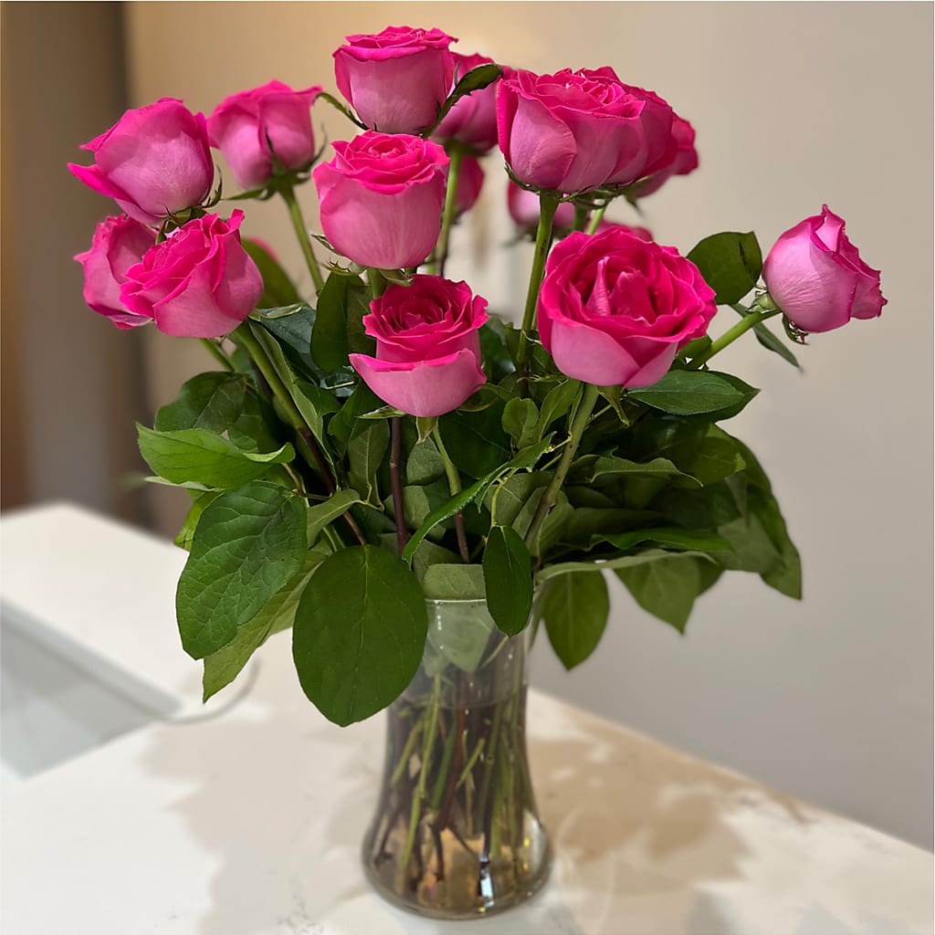 Long Stem Pink Rose Bouquet – AMELIA'S FLOWERS, Naples FL