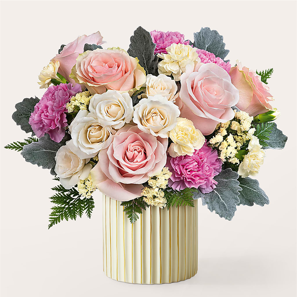 Blissful Moments Bouquet with Ivory Vase – AMELIA'S FLOWERS, Naples FL