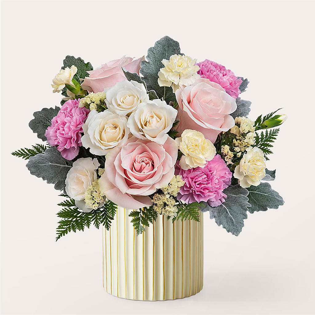 Blissful Moments Bouquet with Ivory Vase – AMELIA'S FLOWERS, Naples FL