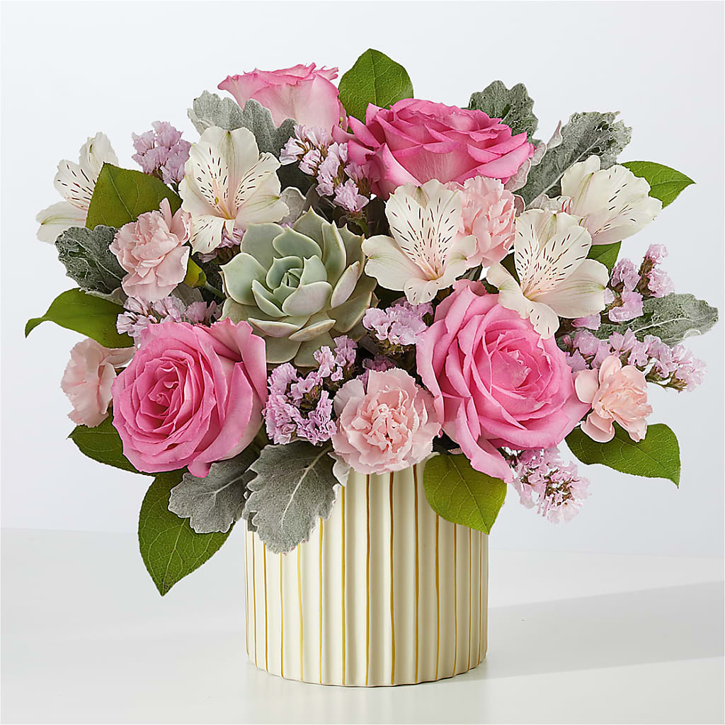 Dusty Rose Bouquet with Ivory Vase – AMELIA'S FLOWERS, Naples FL