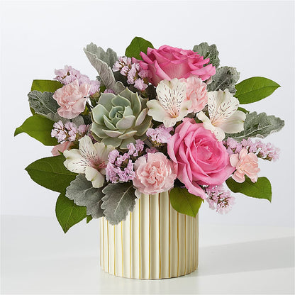 Dusty Rose Bouquet with Ivory Vase – AMELIA'S FLOWERS, Naples FL