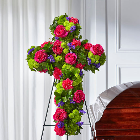 Tribute Rose Floral Cross – AMELIA'S FLOWERS, Naples FL