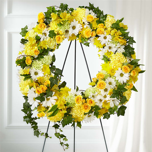 Golden Remembrance Wreath – AMELIA'S FLOWERS, Naples FL