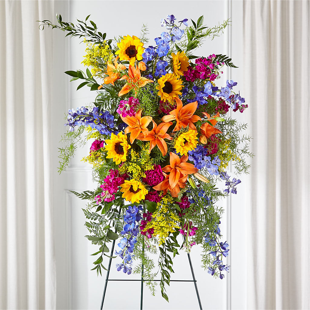 Sunlit Memories Standing Spray (Standard) – AMELIA'S FLOWERS, Naples FL