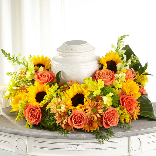 Faithful Sunflower Cremation Adornment – AMELIA'S FLOWERS, Naples FL