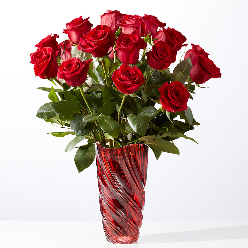 Classic Love Red Rose Bouquet with Luxe Swirl Vase – AMELIA'S FLOWERS, Naples FL