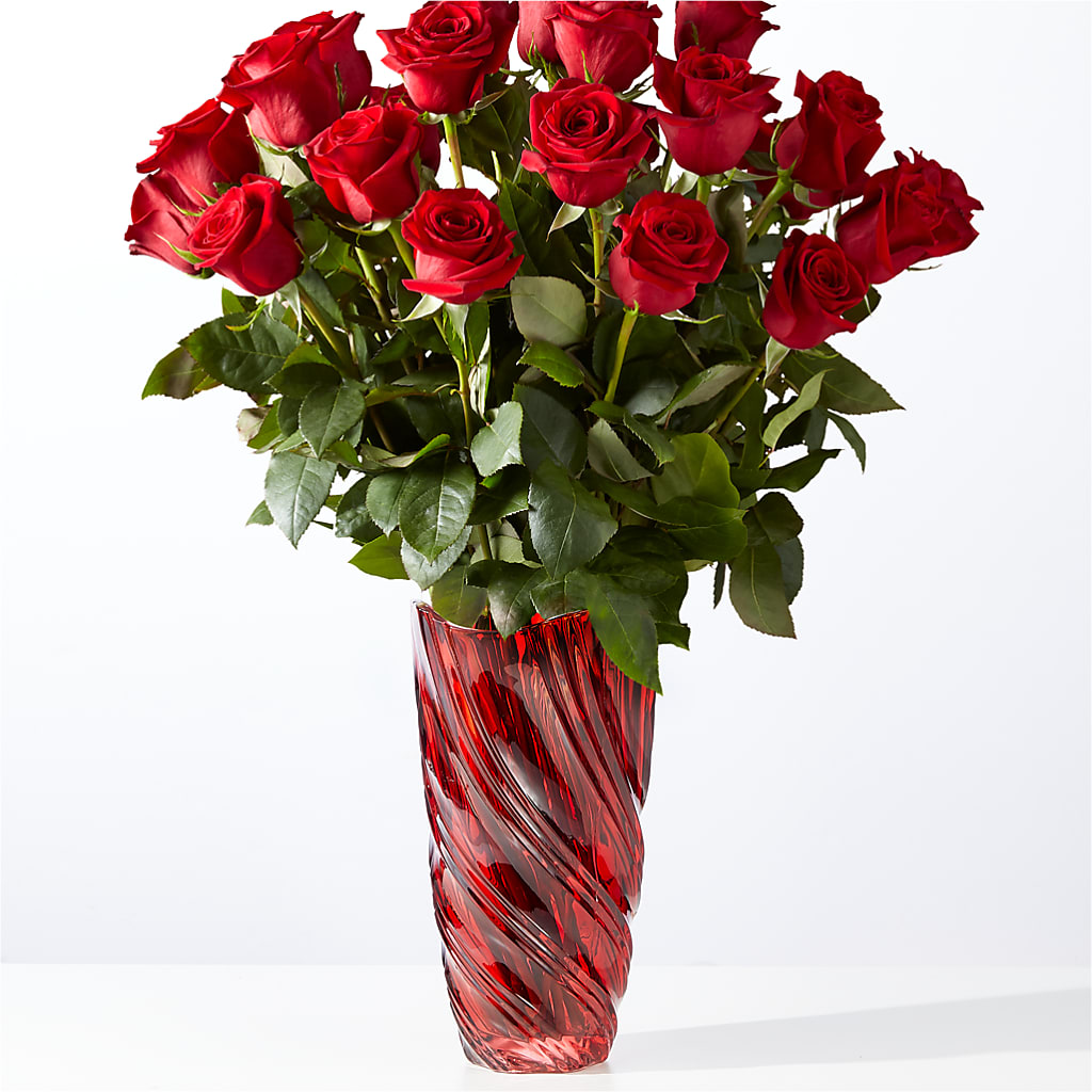 Classic Love Red Rose Bouquet with Luxe Swirl Vase – AMELIA'S FLOWERS, Naples FL