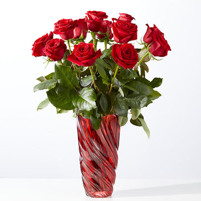 Classic Love Red Rose Bouquet with Luxe Swirl Vase – AMELIA'S FLOWERS, Naples FL
