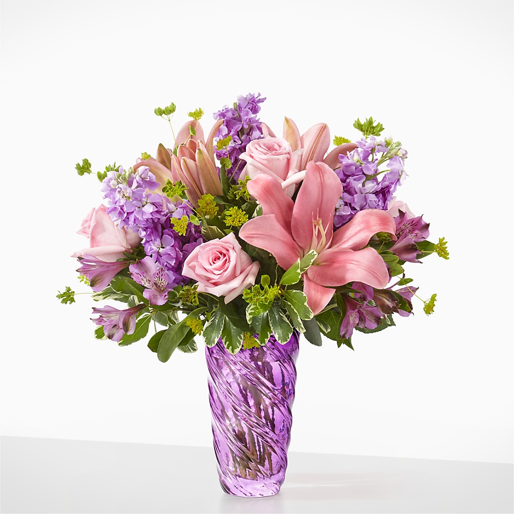 Precious Petals Bouquet with Luxe Swirl Vase – AMELIA'S FLOWERS, Naples FL