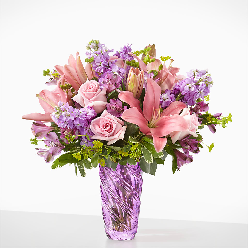 Precious Petals Bouquet with Luxe Swirl Vase – AMELIA'S FLOWERS, Naples FL