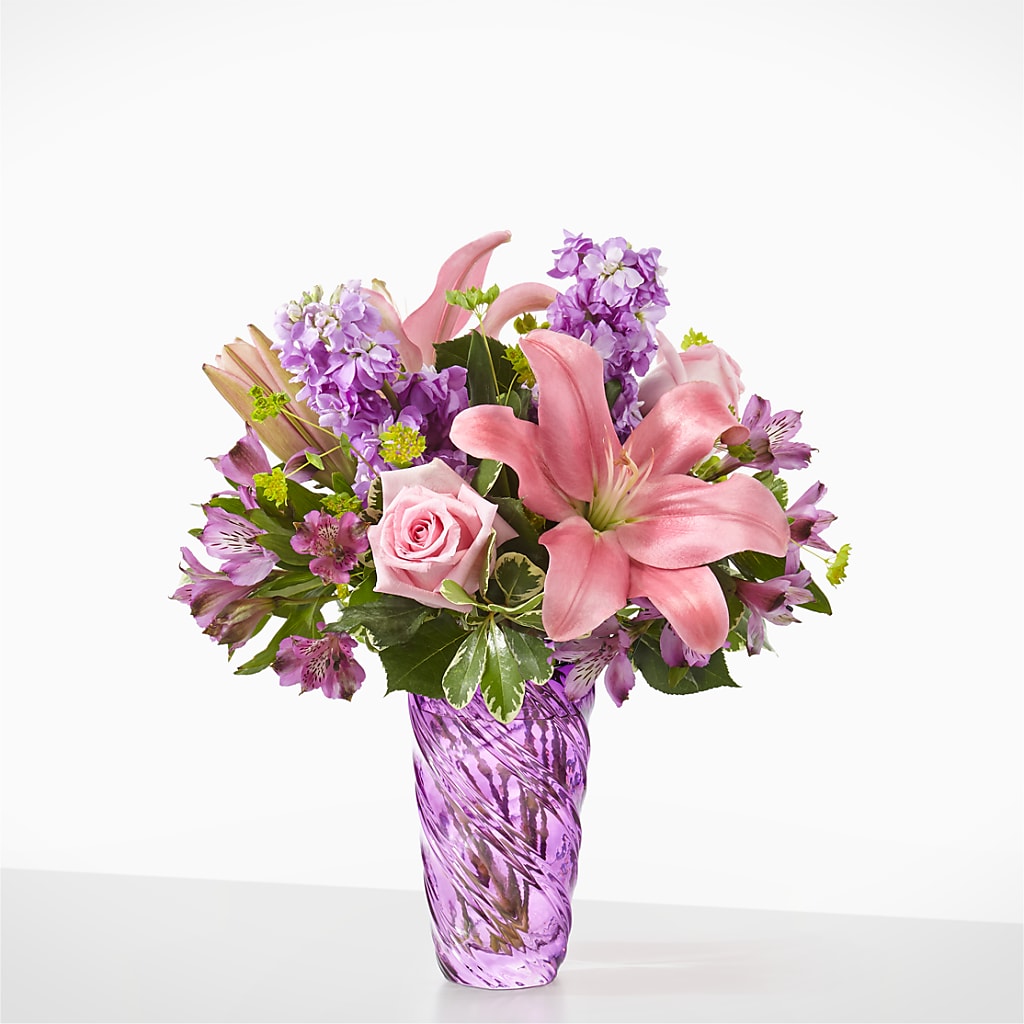 Precious Petals Bouquet with Luxe Swirl Vase – AMELIA'S FLOWERS, Naples FL