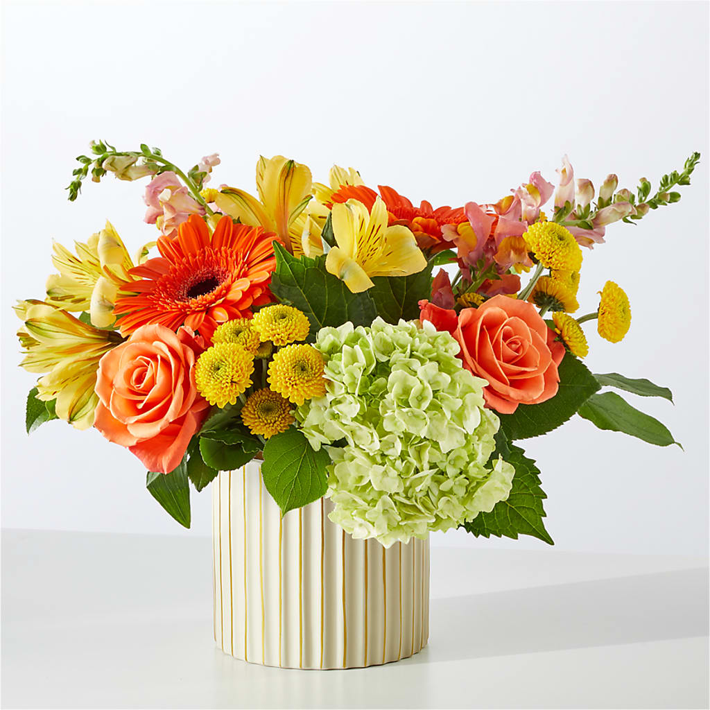 Autumn Sunshine Bouquet with Ivory Vase – AMELIA'S FLOWERS, Naples FL