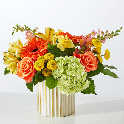 Autumn Sunshine Bouquet with Ivory Vase – AMELIA'S FLOWERS, Naples FL