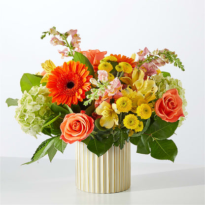 Autumn Sunshine Bouquet with Ivory Vase – AMELIA'S FLOWERS, Naples FL
