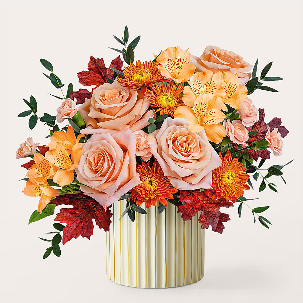 Spiced Latte Bouquet with Ivory Vase – AMELIA'S FLOWERS, Naples FL