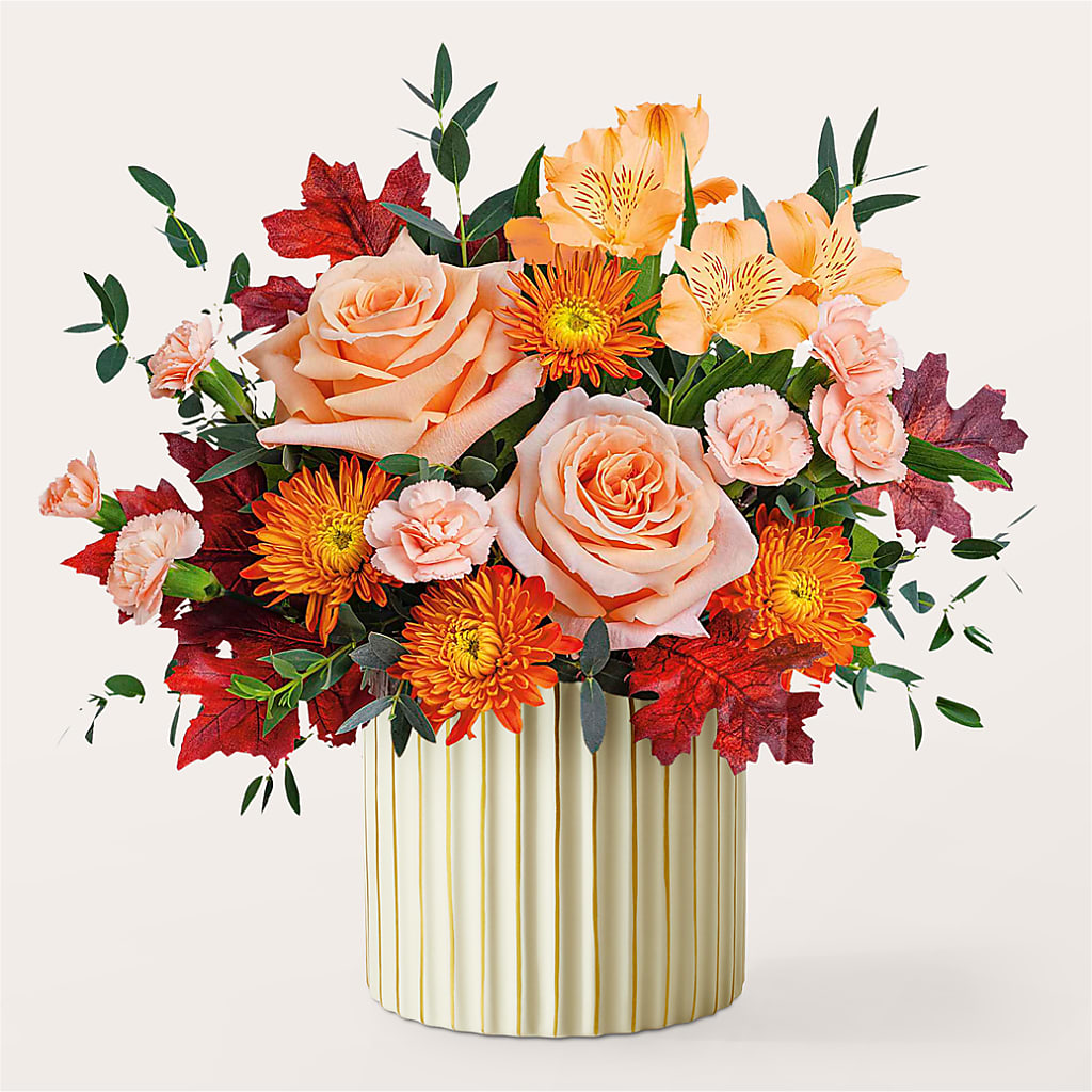Spiced Latte Bouquet with Ivory Vase – AMELIA'S FLOWERS, Naples FL