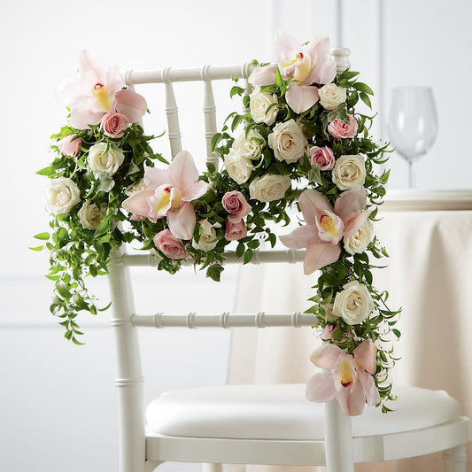 Orchid Rose Chair Décor – AMELIA'S FLOWERS, Naples FL