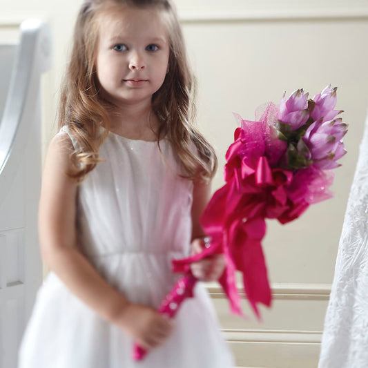 Sparkle Pink Flower Girl Bouquet – AMELIA'S FLOWERS, Naples FL