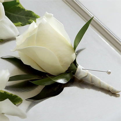 White Rose Boutonniere – AMELIA'S FLOWERS, Naples FL