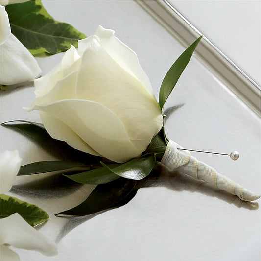 White Rose Boutonniere – AMELIA'S FLOWERS, Naples FL